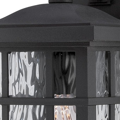 Quoizel Stonington Outdoor Wall Lantern, Coastal Armour 13 Inch 1-Light Mystic Black Vintage Wall Sconce, Clear Water Glass, 100W, Decorative Outside Lights for Patio, Porch, Garage or Yard