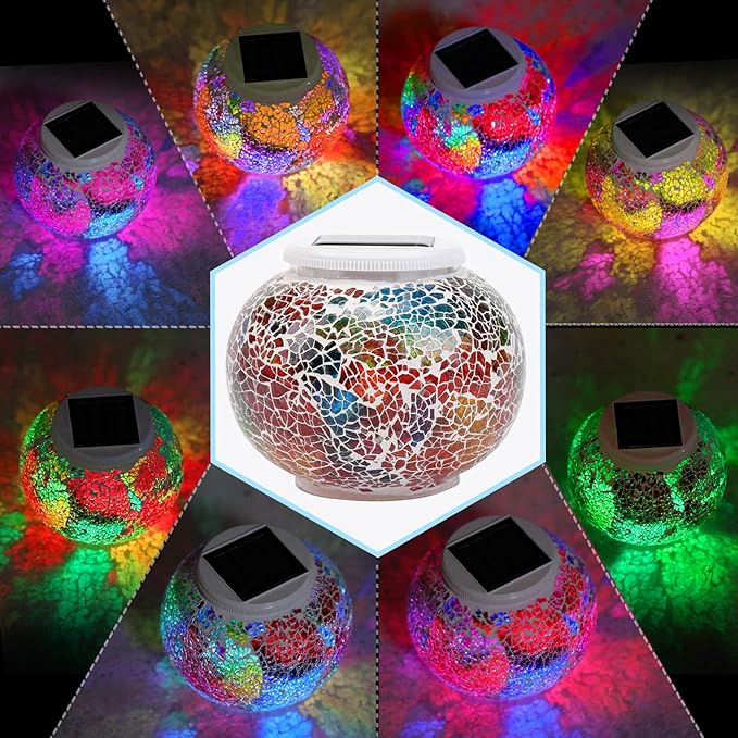 Color Changing Solar Powered Glass Ball Garden Lights，echargeable Solar Table Lights Outdoor Waterproof Solar Night | Lumora