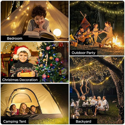 OGERY 3-Pack Camping String Lights, 4 in 1 Quick Storage 32.8FT Rechargeable Tent Lights String with 8 Lighting Modes, Hanging Waterproof Portable LED Lamp for Outdoor Patio Awning Party Essentials