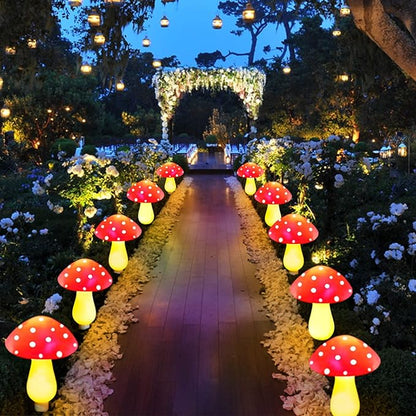 8-Pack Red Solar Mushroom Lamp, 8 Modes, Outdoor Waterproof, for Garden Decor, Christmas, Halloween, Yard, Lawn