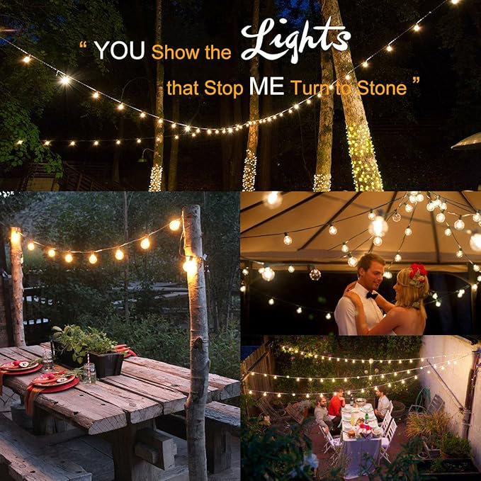 Globe String Lights with 27 Clear G40 Bulbs, Connectable Outdoor /Indoor Lights for Wedding Christmas Camping RV Garden Patio Gazebo Porch Pergola Bistro Backyard Balcony Deck, 25ft Black Wire