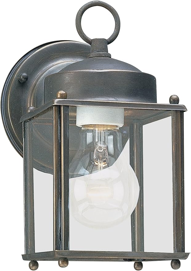 Sea Gull Lighting 8592-71 New Castle One-Light Outdoor Wall Lantern with Clear Glass Panels, Antique Bronze Finish | Lumora