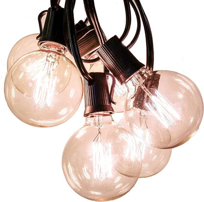 Hometown Evolution, Inc. Edison Bulb Outdoor String Lights with Hand-Threaded Filament (G60 Lantern Edison - Black Wire, 25 ft)