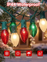 25Ft C9 Christmas Multicolor String Lights, Vintage Christmas Lights with 27 C9 Clear Red/Green/Frosted White | Lumora