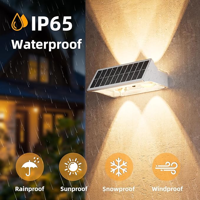 NIORSUN Solar Fence Lights Outdoor, 16 Pack Up and Down Waterproof Solar Wall Lights, Fence Lights with Lens, Warm | Lumora