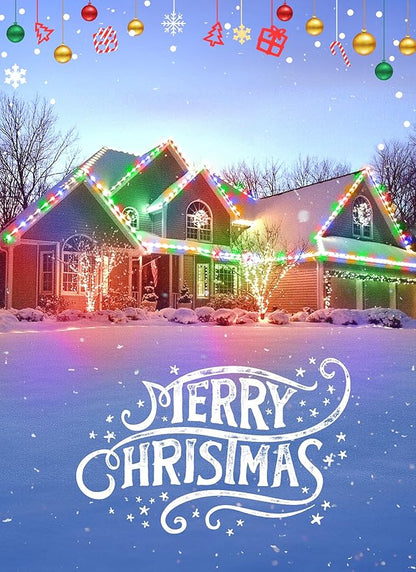 Multicolor C7 LED Christmas Lights Outdoor, 34FT Colorful Christmas String Lights with 50+2 Plastic Bulbs, Traditional Hanging Holiday Lights for Christmas Tree Patio Fence Roofline Xmas Decorations