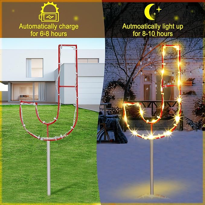 VIHOSE 3 Pcs Solar Christmas Joy Nativity Lighted Decorations Metal Joy Letters Outdoor Solar Stake Christmas Decorations Lighted Sign for Holiday Xmas Yard Garden Church Eve Party Night