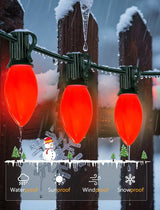 LED C9 Red Christmas Lights Outdoor, 25FT C9 LED Outdoor String Lights with 26 Shatterproof Red Bulbs, Waterproof | Lumora