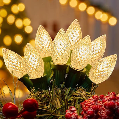 Brightown C7 LED Warm White Christmas Lights Outdoor, 100FT String with 100 Plastic Bulbs, Traditional Hanging Holiday Lights for Christmas Tree, Patio, Fence, Roofline Xmas Decorations