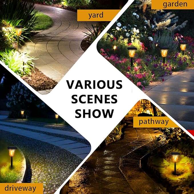 Swingers Solar Lights Outdoor,LED Solar Torch Lights with Flickering Flame,Waterproof Outdoor Garden Light for Christmas, Garden, Landscape, Path, Yard, Patio (8)