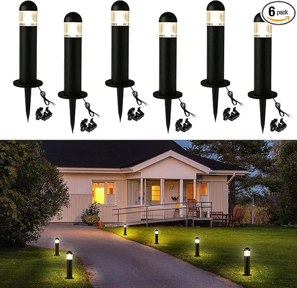 6 Pack Low Voltage Landscape Pathway Lights, 12V LED Bollard Light IP67 Waterproof, Outdoor Driveway Walkway Wired | Lumora