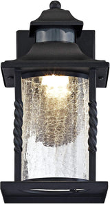 John Timberland Westray Outdoor Wall Light Fixture LED Black Lantern 11 1/2" Clear Crackled Glass Motion Sensor | Lumora
