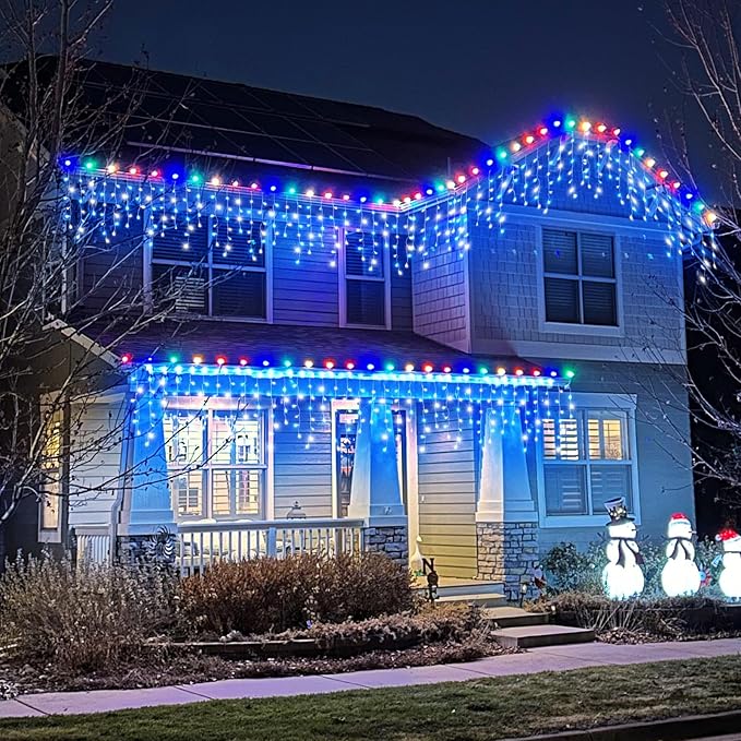 33ft Icicle Lights for Outside, Blue and White Christmas Lights Outdoor Indoor, 400 LED Twinkle String Light with | Lumora