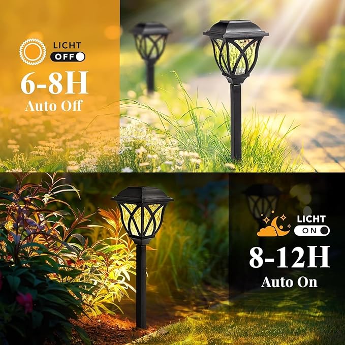 Solar Lights Outdoor Garden 6 Pack LED Garden Waterproof Pathway for Yard Patio Landscape Walkway(Warm White)
