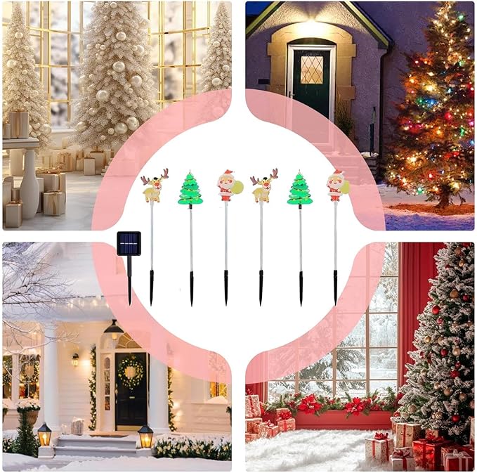 Christmas Solar Pathway Light – ABS 47cm | Landscape Christmas Lights | Solar Christmass Stake Light Outdoor Waterproof Garden Yard Lawn Walkway Patio Decorative Lighting for Holiday Festival and Sea