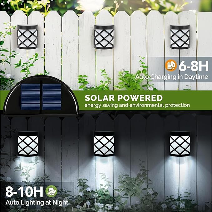 QUQUQ Solar Pathway Lights 8 Packs Solar Wall Lights Waterproof LED Deck Decorative Yard Patio Decor