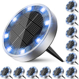 Peasur Solar Ground Lights Outdoor, 12 Pack Flat Solar Powered Disc Lights, IP68 Waterproof, Anti-Rust, Landscape | Lumora
