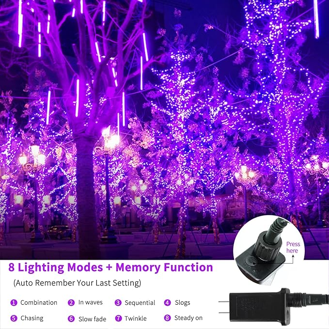 105FT 300LEDs Christmas Lights Outdoor Indoor 8 Modes for Christmas Tree Party Decoration, 100% UL Listed (Purple | Lumora