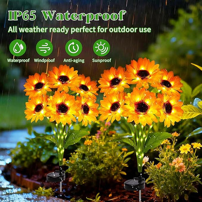 Solar Sunflower Lights Outdoor Garden Decor, Solar Flowers Lights with 12 Sunflowers,8 Lighting Modes, Birthday Gifts for Mom Women, Outdoor Decorative Stakes Light for Landscape Yard Patio Lawn