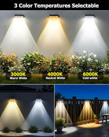 Solar Fence Lights Outdoor, IP65 Waterproof LED Solar Powered Wall Lights - 3000K/4000K/6000K Color Temperature, 3 | Lumora