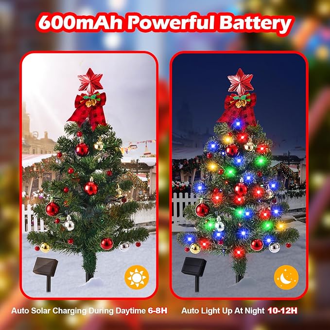 Brightever Solar Christmas Tree Lights Outdoor Waterproof, 68LED Christmas Outside Decor Solar Powered with 8 | Lumora