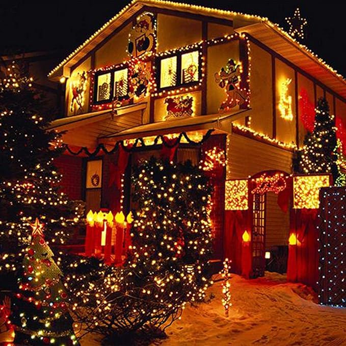 2 Pack 100 LED Solar Powered String Lights, Each 33FT Copper Wire 8 Modes Solar Fairy Lights Outdoor Waterproof for Garden, Patio, Party, Christmas, Home (Warm White)