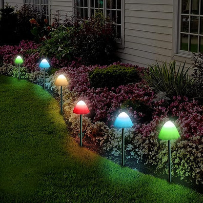 Outdoor Solar Garden Lights, Set of 12 Mini Solar Mushroom Light Outdoor Waterproof Cute Mushroom Shaped Pathway Landscape Lights for Yard Patio Garden Party Wedding Festival Decoration （Multicolor)