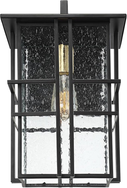Possini Euro Design Arley Modern Outdoor Wall Light Fixture Black Geometric Frame 16" Seedy Glass for Exterior Barn Deck House Porch Yard Patio Outside Garage Front Door Garden Home Roof Lawn