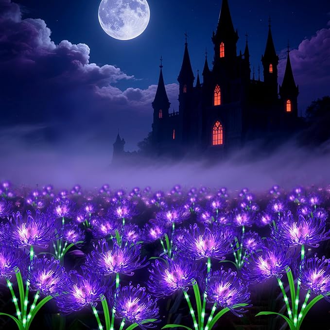 Solar Garden Flower Lights Outdoor, 6 Pack Purple Spider Lily Solar Lights with Glowing Stems, IP65 Waterproof LED Yard Decor for Patio Lawn Pathway, Mother's Day Gifts for Women Mom Grandma