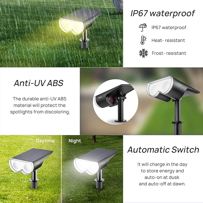 Linkind Multicolor Solar Spot Lights 4 Pack+ Warm White Solar Pathway Lights 8 Pack - Outdoor Security Flood Light | Lumora