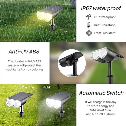 Linkind Multicolor Solar Spot Lights 4 Pack+ Warm White Solar Pathway Lights 8 Pack