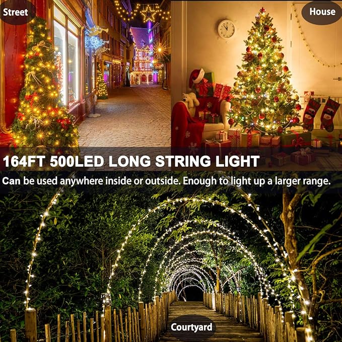 Decute 164FT 500LED Christmas Fairy String Lights Dimmable with Remote Control Copper Wire Starry Lights with UL | Lumora