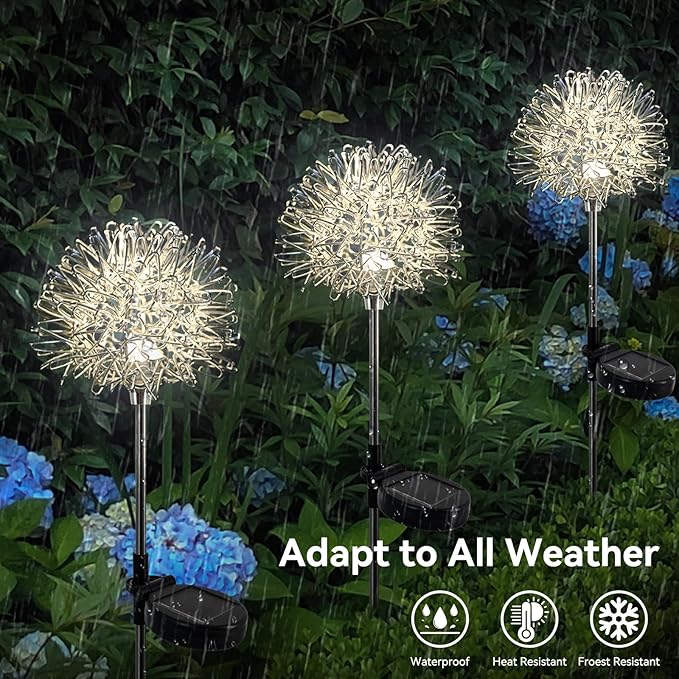 Solar Garden Lights - 2 Pack Decorative Outdoor Lights, Auto ON/OFF for Garden Gifts, White