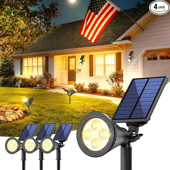 Solar Lights Outdoor Waterproof IP65,3000K Super Bright LED,2 Lighting Modes, Solar Powered Yard Garden Solar Spot | Lumora