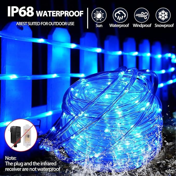 132ft LED Rope Lights Outdoor String Lights Plug in, 400 LED Warm White & Color Changing Waterproof Christmas | Lumora