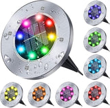 Solar Ground Lights,Multi-Color Auto-Changing 8LED Waterproof Solar Powered Lights In-Ground Outdoor Landscape | Lumora