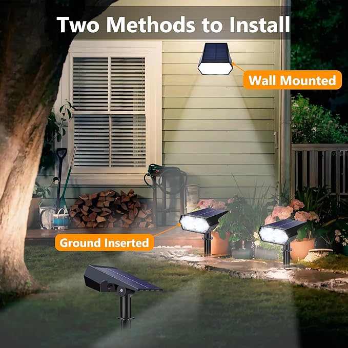 LYHOPE Solar Spot Light Outdoor, 49 LED Lights for Outside, 2 Modes Solar Powered Spotlights, Waterproof Pathway | Lumora