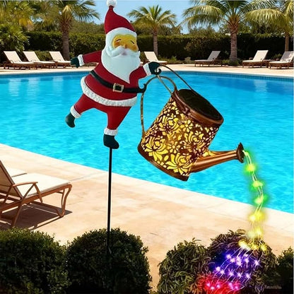 Christmas Santa Solar Kettle Lights Garden Lawn Decorative Lights, Santa Claus Ground Lamp Yard Decoration,Lamp Solar LED Night Light Outdoor Gardens Decor for Christmas Decorations