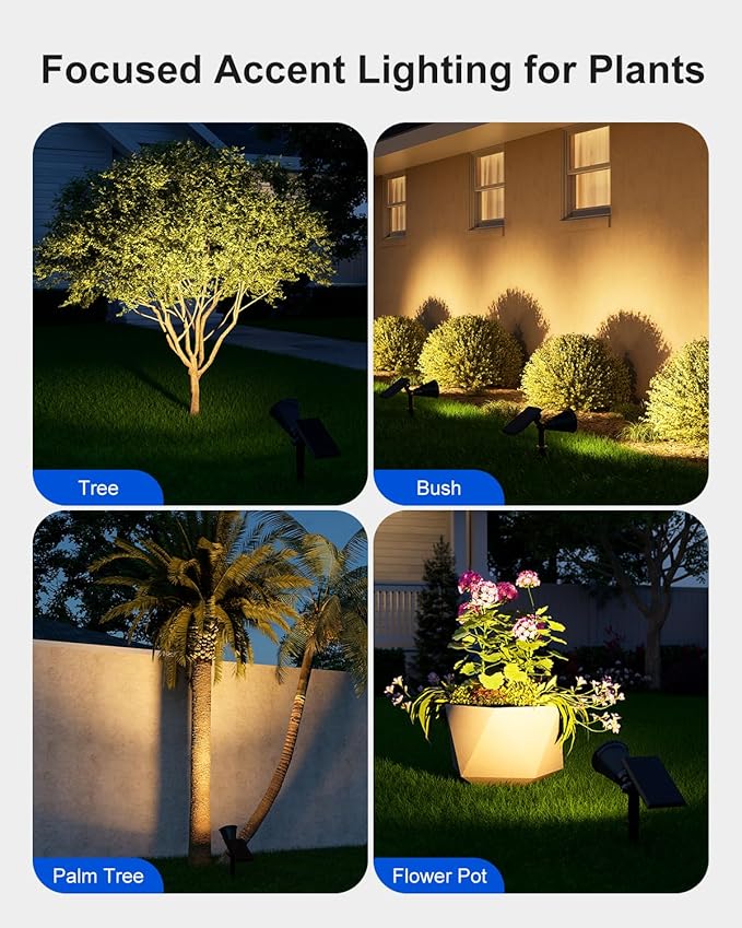 4 Pack Solar Powered Spotlights Waterproof Outdoor for Christmas Decorations, Tree, Santa Claus, Snowman, Christmas | Lumora