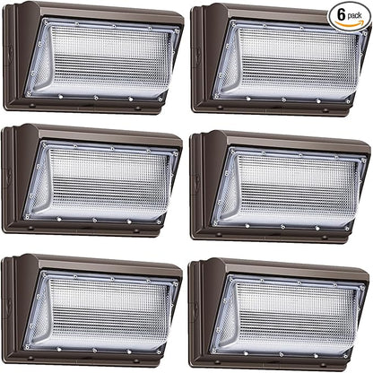 ledmo 120W LED Wall Pack Light Outdoor 6 Pack Exterior Commercial Lighting Fixture Waterproof Wall Mount for Parking Barn Warehouse Shop