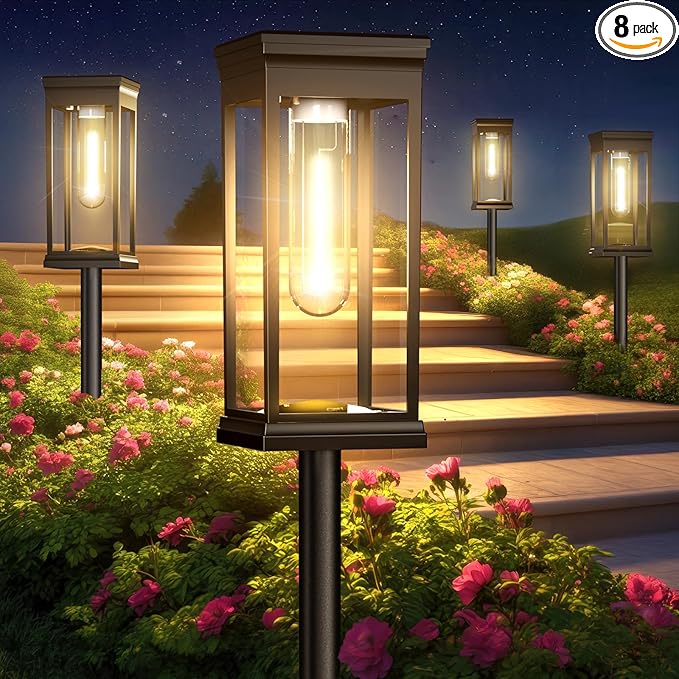 Upgraded Square Solar Pathway Lights Outdoor - 8 Pack, IP65 Waterproof & Super Bright, Auto On/Off Warm White LED | Lumora
