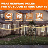 4 Pack 10Ft String Light Poles, Metal Poles with Fork for Outside Lights,Outdoor Metal Light Stand with Fence | Lumora