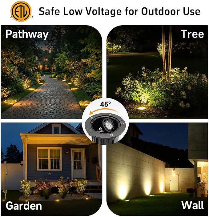 Gardenreet LED Well Lights Brass - In-Ground All Weather Low Voltage Lighting, 12V Wired Replaceable Bulb Light | Lumora