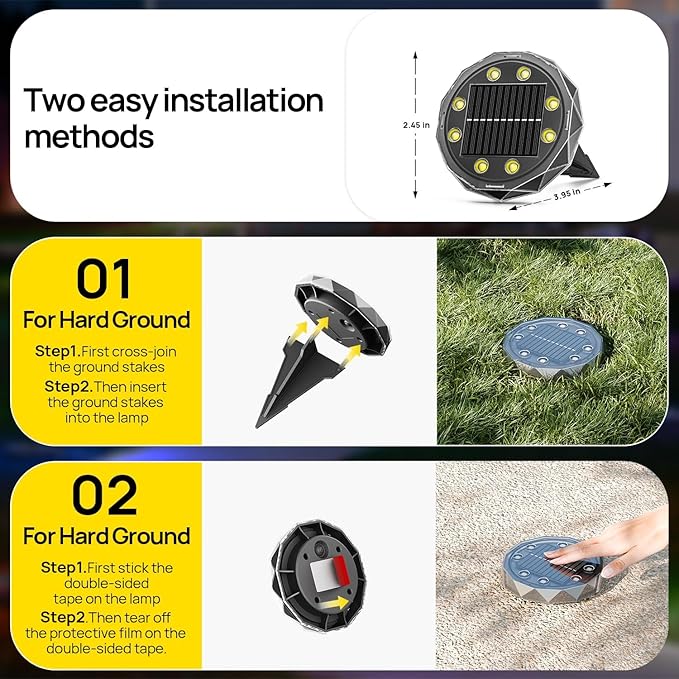 Solar Ground Lights with Remote Control 50ft,IP67 Waterproof Solar Garden 15 Multi Color Lights,RGBYW Solar Powered | Lumora
