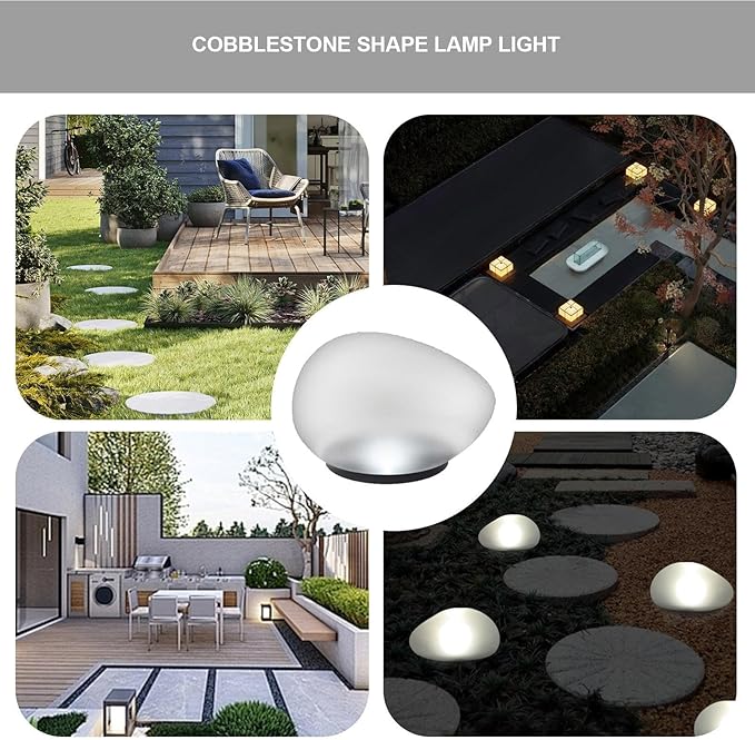 Solar Light For Garden, Paths Light – Lamp With Cobblestone Shape Energy Decorative Lantern Lamps Stone, Outdoor Color Changing LED Lighting,