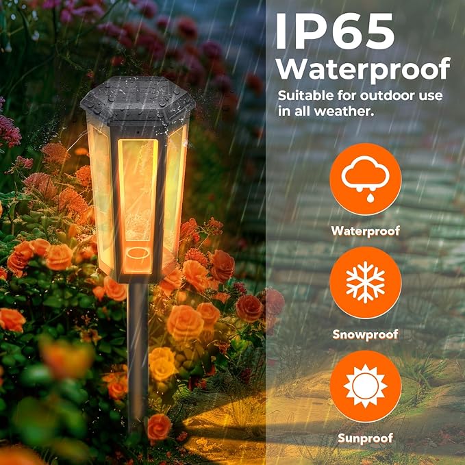 Garden Decor Light, 4Pack Outdoor Lights Color Changing, Bright Pathway Lights Outside Waterproof, Walkway Lights Warm White for Landscape Path Yard Patio Driveway