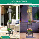 MXwcy 2 Pack Metal Solar Floor Lights Outdoor with Plant Stands, 45.5'' Solar Powered Street Lights, for Garden | Lumora