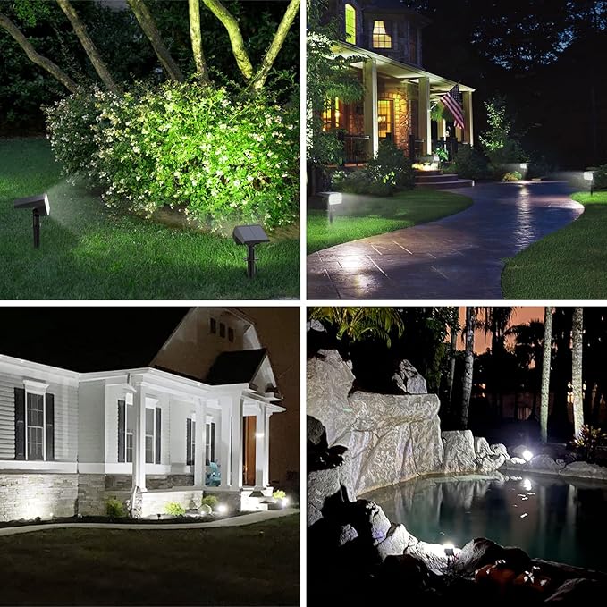 WELALO Solar Spot Lights Outdoor, [2 Pack/65 LED/3 Modes] Solar Landscape Spotlights, Solar Powered Security | Lumora