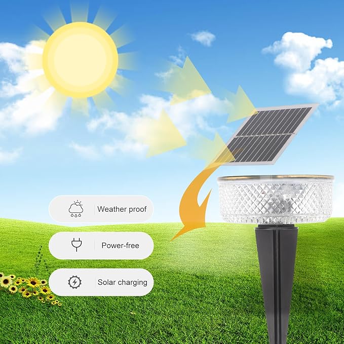 Solar Outdoor Lights Solar Pathway Lights Small Waterproof LED Lawn Stake Garden Landscape Lighting Warm White for Patio Yard