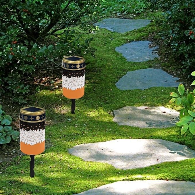 Generic Bat Ghost Print Solar Lights Outdoor Waterproof Landscape Path Light Halloween Decoration Solar Garden Light for Garden Yard Lawn Patio Cemetery Solar Light Memorial Light